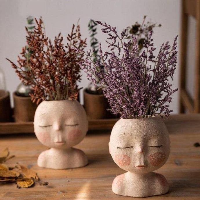 Peaceful Dream Sleeping Face Planter Vase