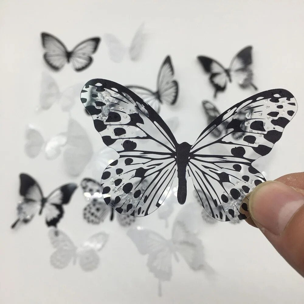 Black and White Crystal Butterflies Wall Sticker