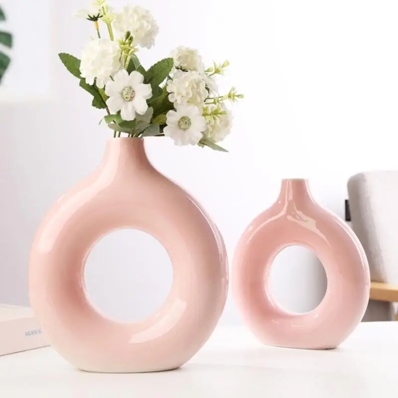 Nordic Circular Hollow Ceramic Vase