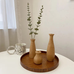 Wooden Plant Vase Solid Wood Flower Vases