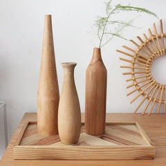 Wooden Plant Vase Solid Wood Flower Vases