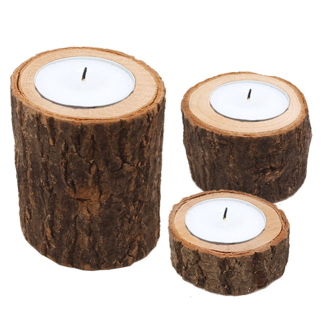 Creative Wooden Candlestick Succulent Plant Pot Tray Candle Holder