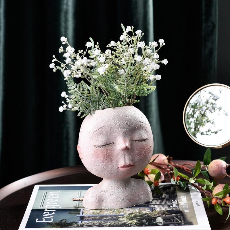 Peaceful Dream Sleeping Face Planter Vase