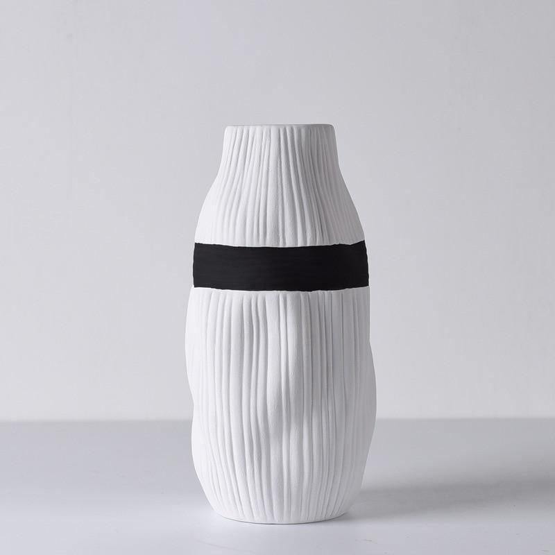 Contrast Ribbon Textured Ceramic Vase