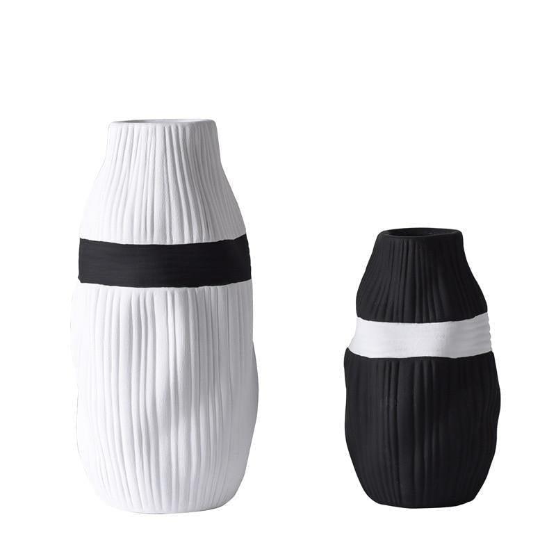 Contrast Ribbon Textured Ceramic Vase