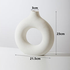Nordic Circular Hollow Ceramic Vase Donut